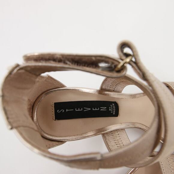 Steven by Steve Madden Vaale Dress Sandals Heels Wrap Gold Leather Upper Strappy - Picture 14 of 14